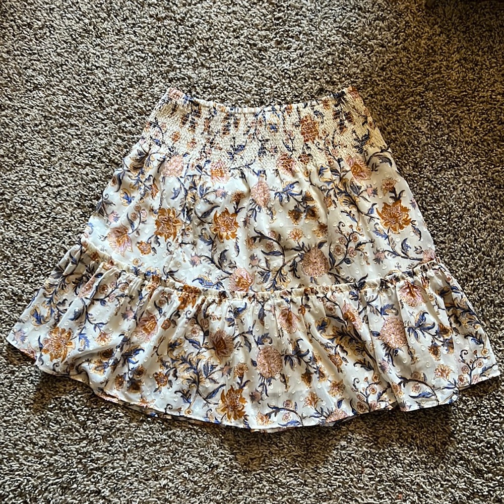 Joie cream skirt with blue and orange floral details